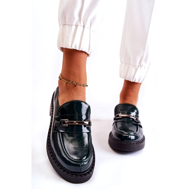 Lemar Naisten nahkakengät, jotka on lakattu hopeakoristeella vihreä 1