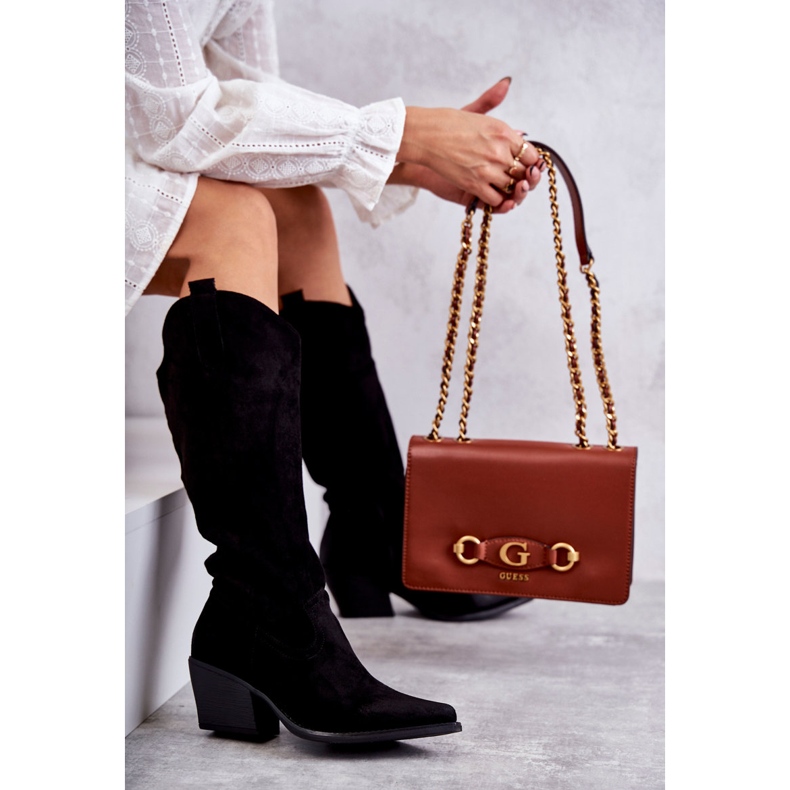 WS1 Mokkanahkaiset cowboysaappaat Black Casey D7933 musta 2