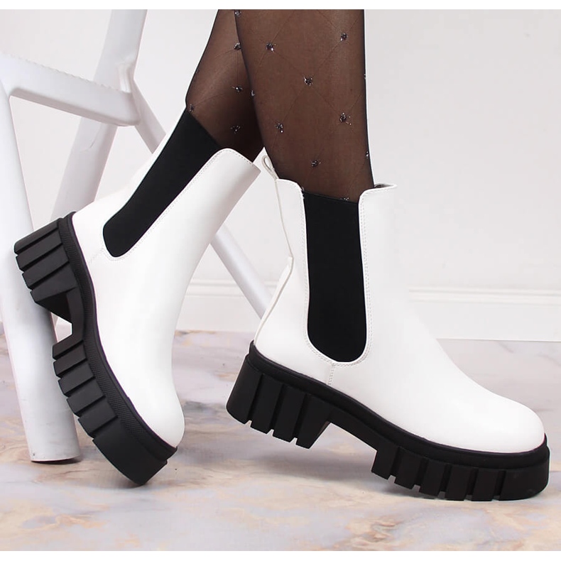 Naisten valkoiset saappaat eristetyllä alustalla Sergio Leone valkoinen 1