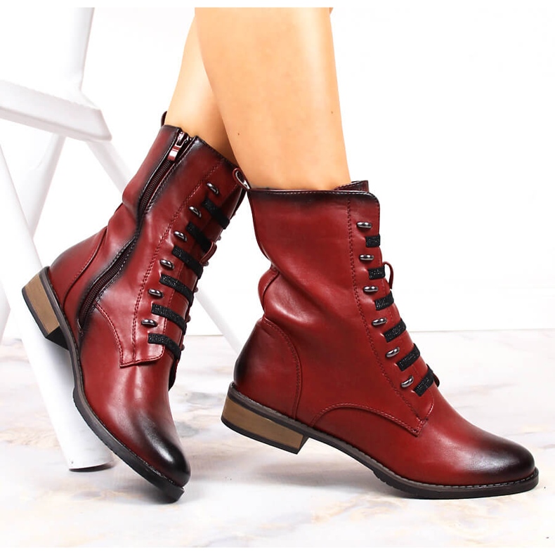 Naisten punaiset vetoketjulliset Jezzi-saappaat punainen 1