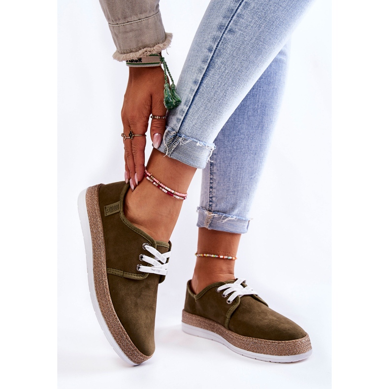 Naisten matalat lenkkarit Memory Foam System Big Star KK276007 Khaki vihreä 1