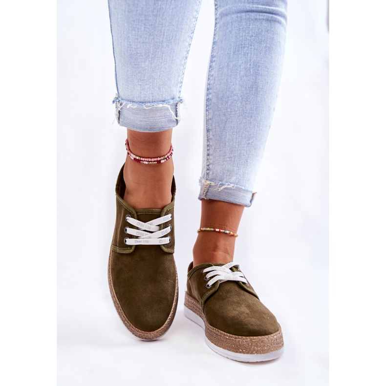 Naisten matalat lenkkarit Memory Foam System Big Star KK276007 Khaki vihreä 2