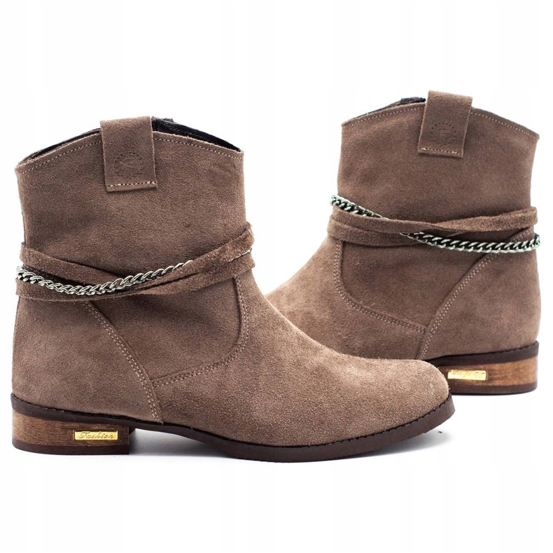 Olivier Naisten eristetyt saappaat ketjulla Luna beige ruskea 2