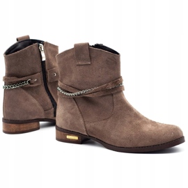 Olivier Naisten eristetyt saappaat ketjulla Luna beige ruskea 1