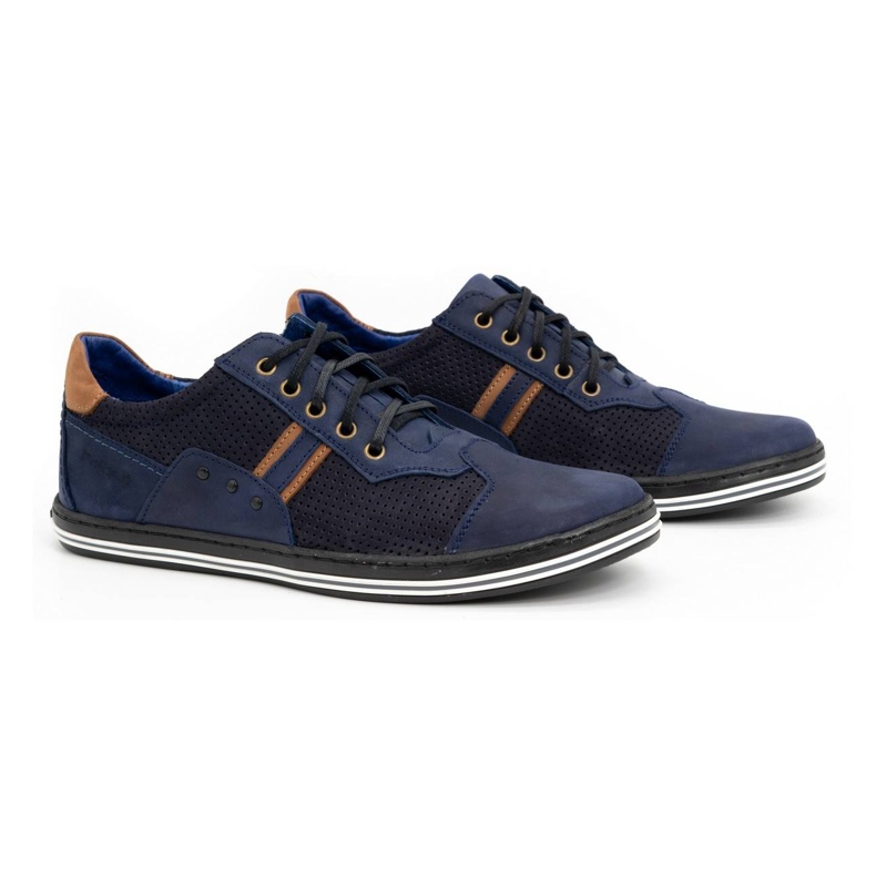 Polbut Miesten vapaa-ajan kengät 1801P tummansininen nubuck/kameli 2