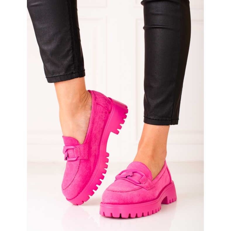 Naisten vaaleanpunaiset mokasiinit Shelovet-alustalla vaaleanpunainen 1