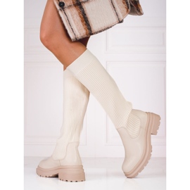 Beiget saappaat joustavalla Shelovet-päällisellä 1