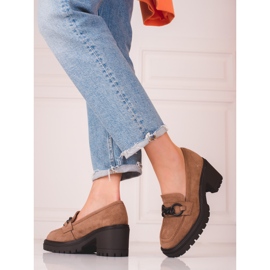 Ruskeat Vinceza-korkokengät naisten housut 1