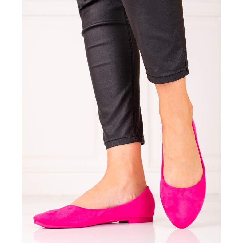 Mukavat mokkanahkaiset Shelovet ballerinat vaaleanpunainen 1