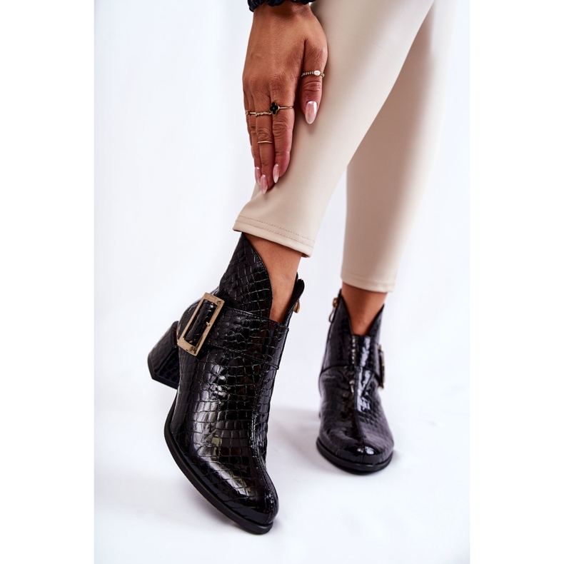 PA2 Nahkasaappaat Crocodile vetoketjukuvio musta Briana 1