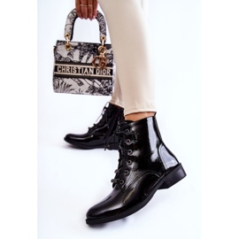 S.Barski Klassiset lakatut naisten mustat lämpimät saappaat Grimma 2