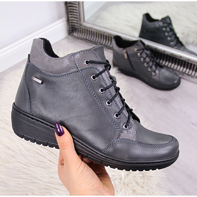 Nahkasaappaat, lämmin kiilakorko harmaa Helios 524 2