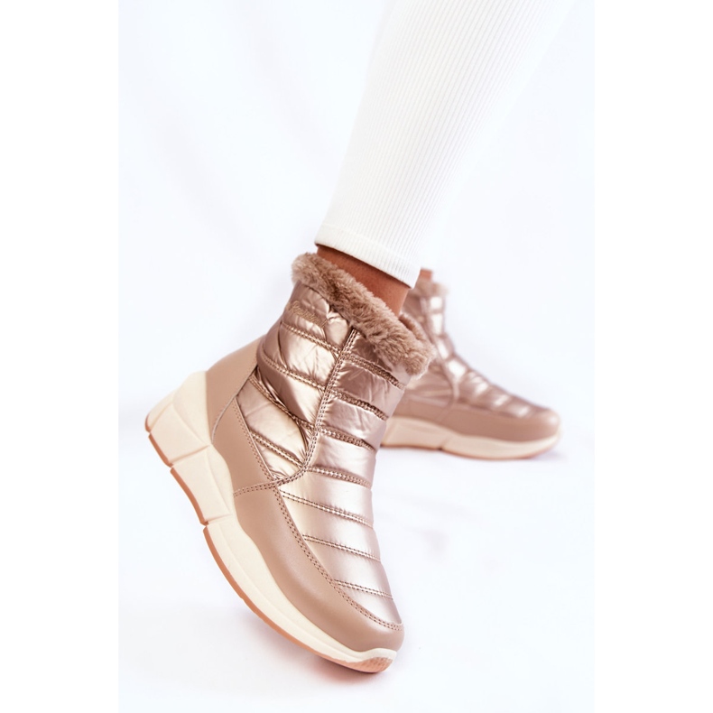 PE1 Naisten lumisaappaat vetoketjulla Kultabeige Senia ruskea 2