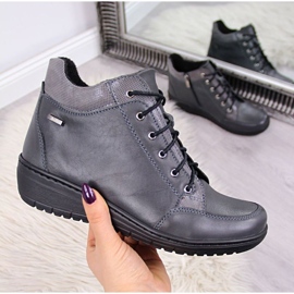 Nahkasaappaat eristetyllä kiilalla Helios W H524A harmaa 1