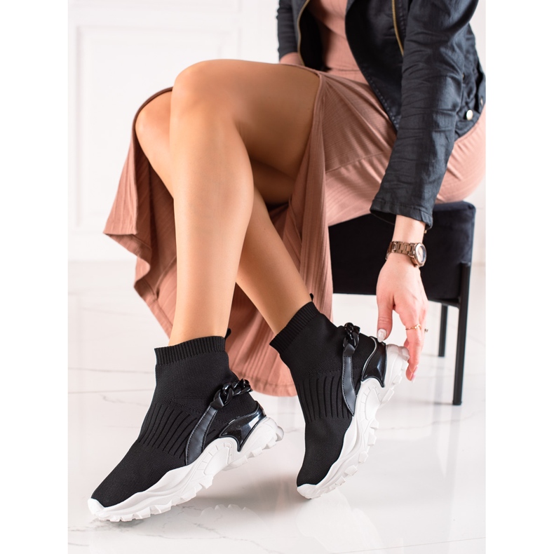 TRENDI Muodikkaat tennarit, joissa on sukka musta 1