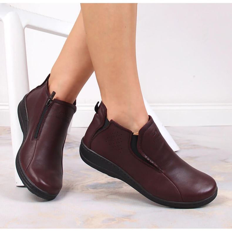 Mukavat nahkasaappaat naisille eristetty viininpunainen Helios ruskea 1
