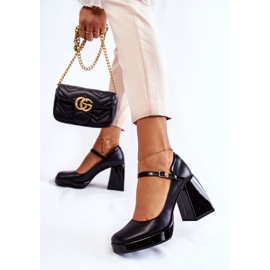 PA2 Nahkapumput paksuilla korkokengillä, musta Tina 2