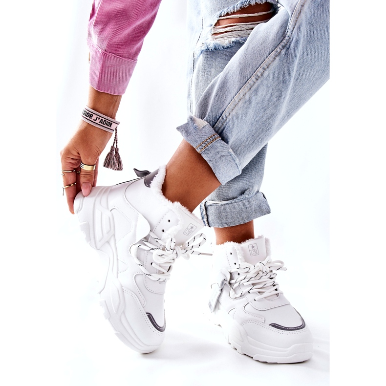 News Naisten valkoiset lämpimät tennarit Snow Kaphia 21BT26-4356 valkoinen 4