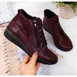 Naisten nahkasaappaat kiilakorkolla Helios 567 punainen 2