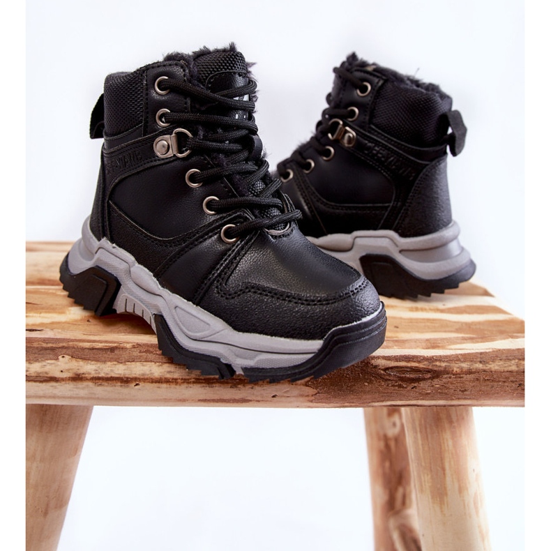 FR1 Lasten saappaat Trappers Lämmin vetoketjulla Musta Marvin 2