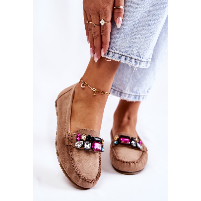 PS1 Naisten mokkanahkahousut Beige Janetta -koristeilla 1