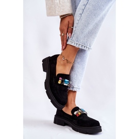 PS1 Naisten mokkanahkaiset loaferit, joissa on koristelu musta Karlott 2