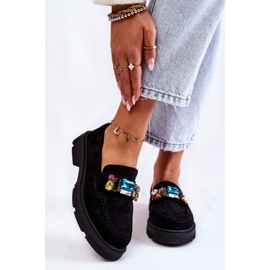 PS1 Naisten mokkanahkaiset loaferit, joissa on koristelu musta Karlott 1