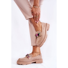 PS1 Naisten loafers mokkanahkakengät beigellä Karlott-koristeella 2