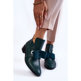 Nahkaiset kengät mokkarusetilla, vihreät 1