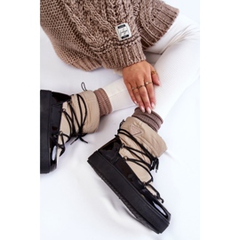 PM1 Naisten muodikkaat nauhalliset lumisaappaat beige-musta rannekello 1