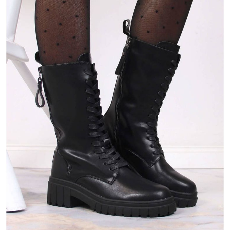 Nahkaeristetyt saappaat Artiker W HBH38A musta 2