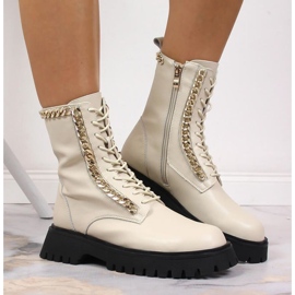 Nahkaiset nilkkurit ketjueristetyllä Artiker W HBH40 beige 2