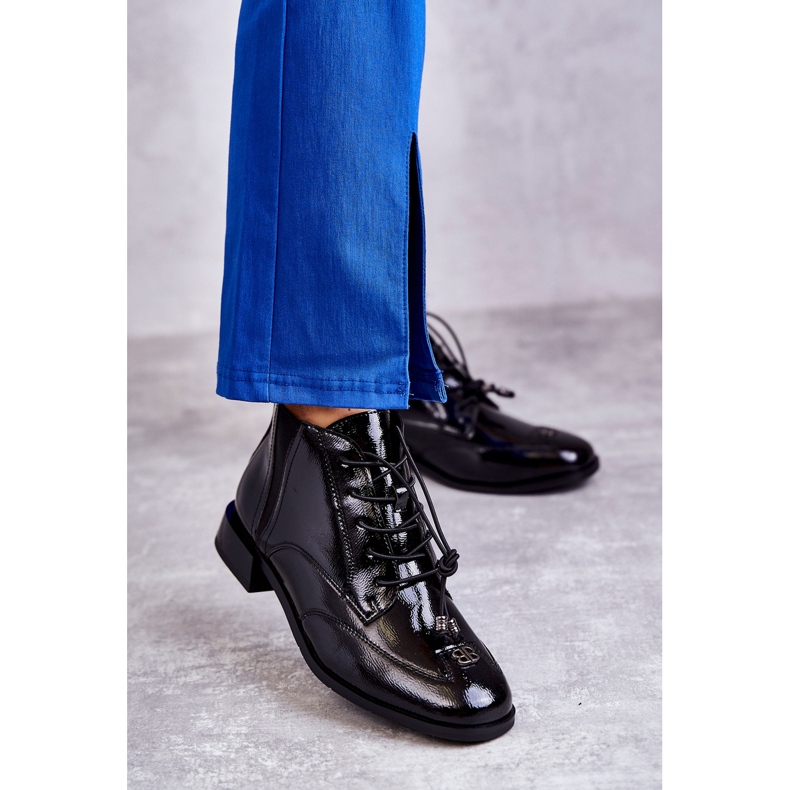 S.Barski Patenttikoristeiset nilkkurit, mustat 2