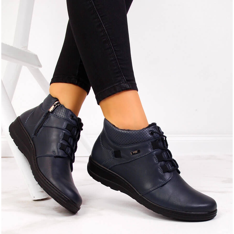 Naisten lämpimät nahkasaappaat, laivastonsininen Helios 521 1