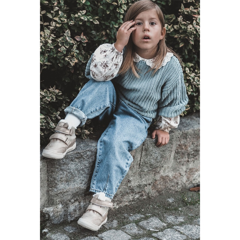 Lasten lämpimät saappaat tarranauhalla Big Star KK374189 beige-kulta ruskea 1