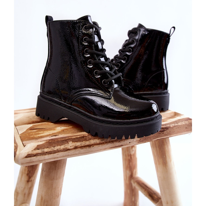 Vinceza Lasten saappaat lakatut vetoketjulla Musta Julie 1