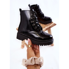 Vinceza Lasten saappaat lakatut vetoketjulla Musta Julie 2