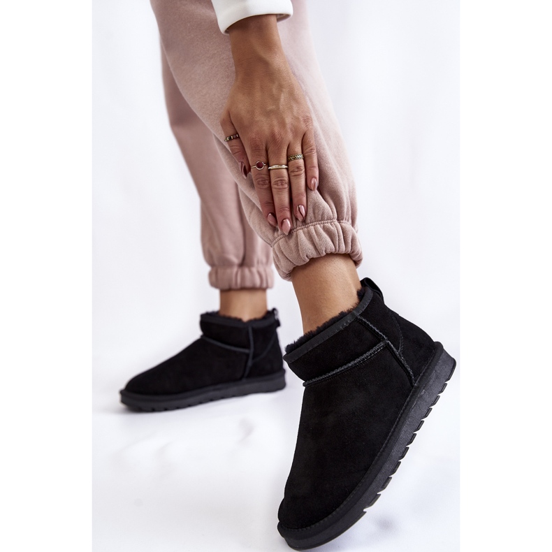 Naisten mokkanahkaiset matalat lumisaappaat, musta Shelie 2