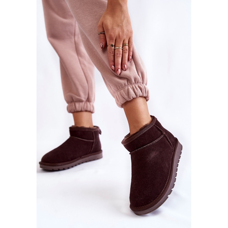 Naisten mokkanahkaiset matalat lumisaappaat Ruskea Shelie 2