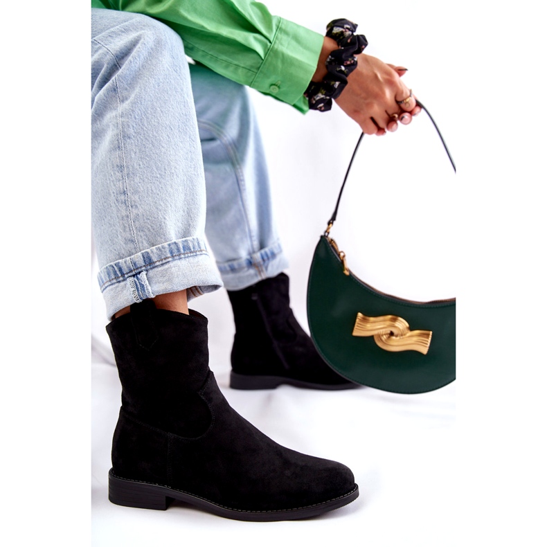 S.Barski Naisten mokkanahkasaappaat tasakorkoisilla mustalla Fiorenz HY66-66 3