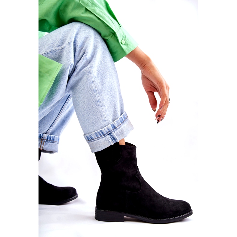 S.Barski Naisten mokkanahkasaappaat tasakorkoisilla mustalla Fiorenz HY66-66 2