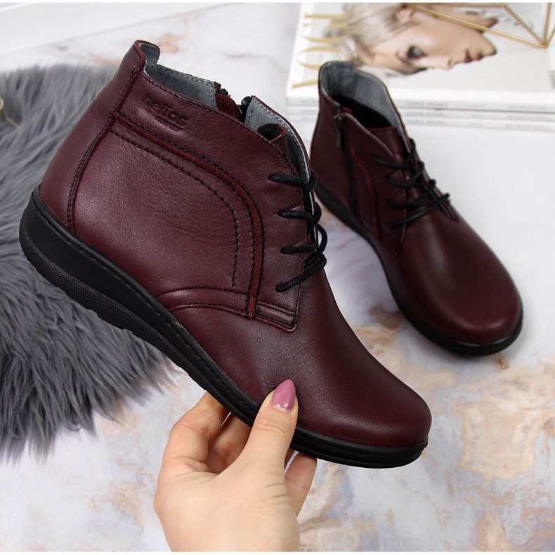 Kirsikkaeristetyt nahkasaappaat Helios 612-2 punainen 1