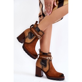 Naisten nahkasaappaat Maciejka 05781-29 Punainen beige ruskea 2