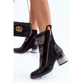 Naisten korkeat nahkasaappaat Maciejka 05647-01 musta harmaa 2