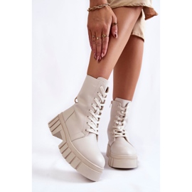 Sergio Leone Nahkaiset, eristetyt saappaat vaalean beigenvärisellä Telisa alustalla 1