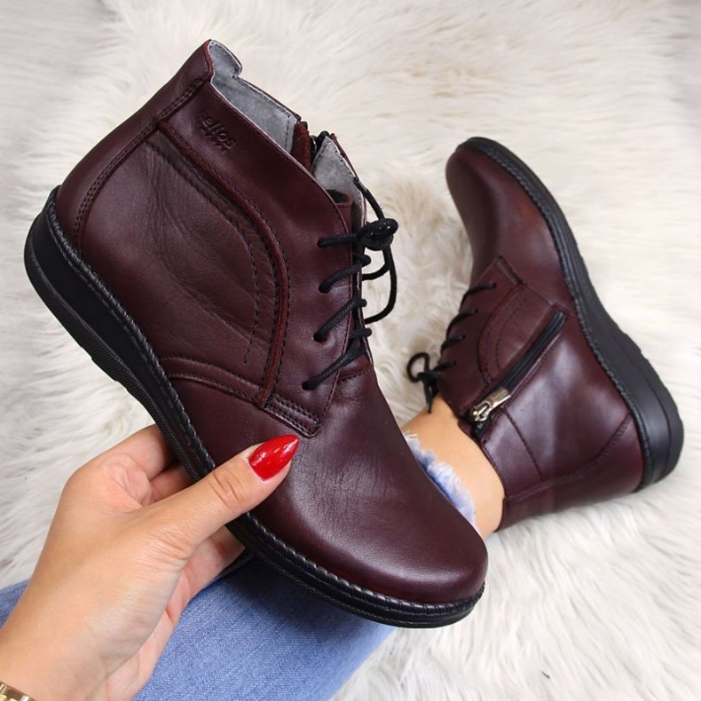 Kirsikkaeristetyt nahkakengät Helios W 612-2 punainen 1