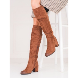 Naisten mokkanahkaiset Shelovetin ruskeat saappaat 1