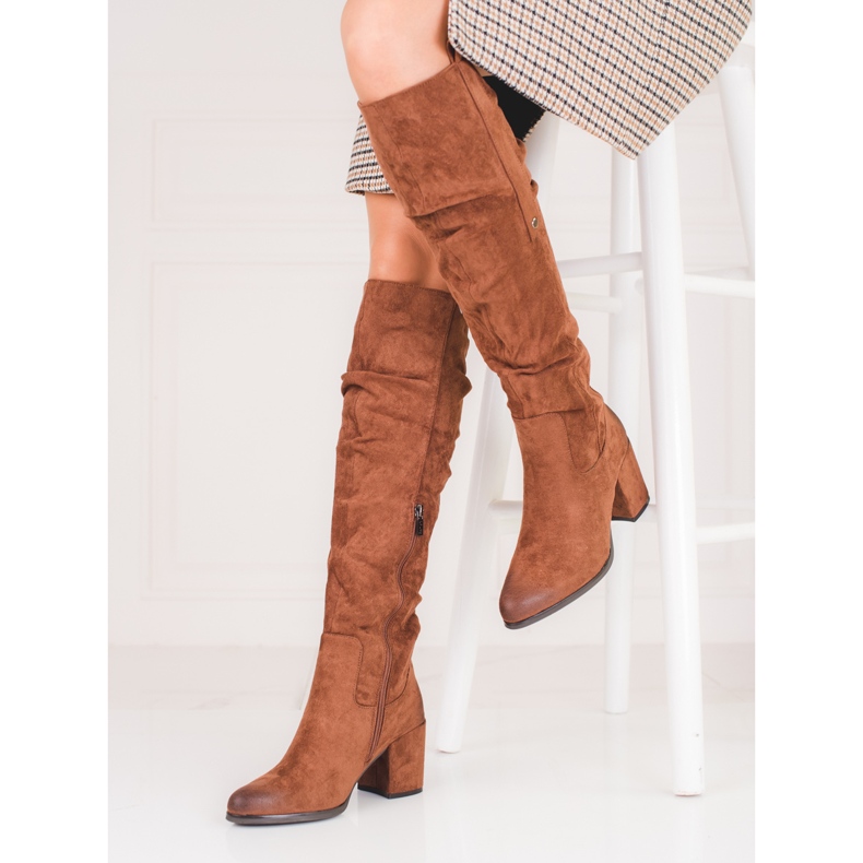 Naisten mokkanahkaiset Shelovetin ruskeat saappaat 1