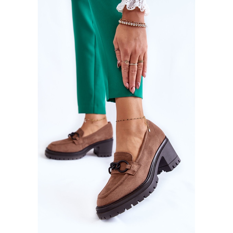 Vinceza Naisten mokkanahkaiset korkokengät tummanbeiget Sanya ruskea 2