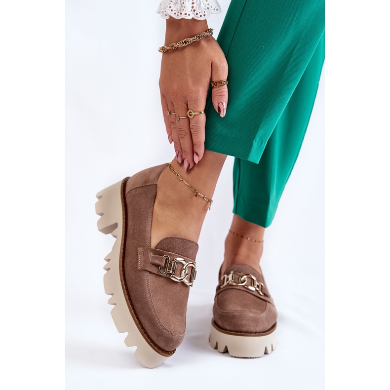 Ruskeat mokkanahkakengät Laura Messi -koristeella 1